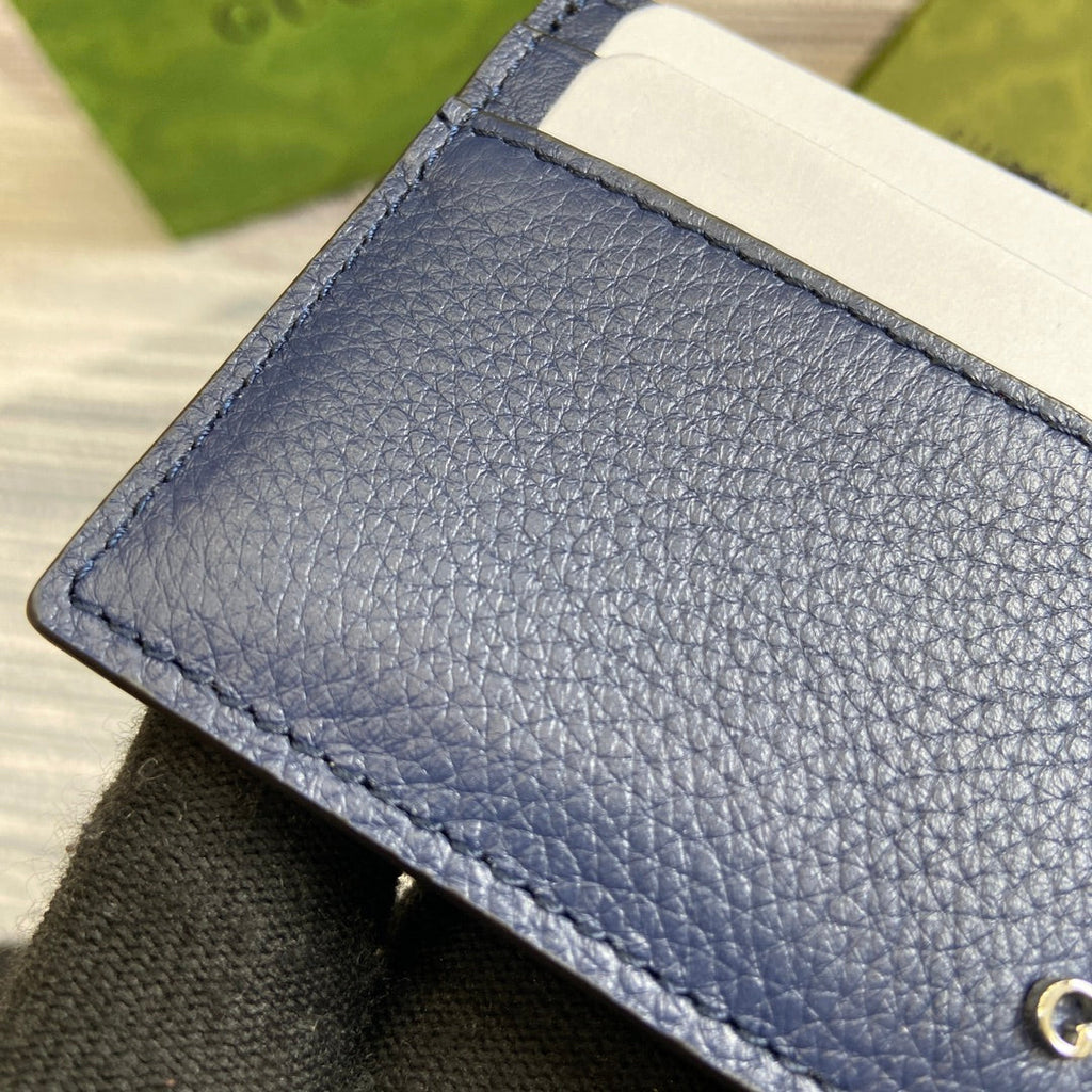 PORTE-CARTES 10 EN CUIR DE VEAU BLEU CLASSIQUE