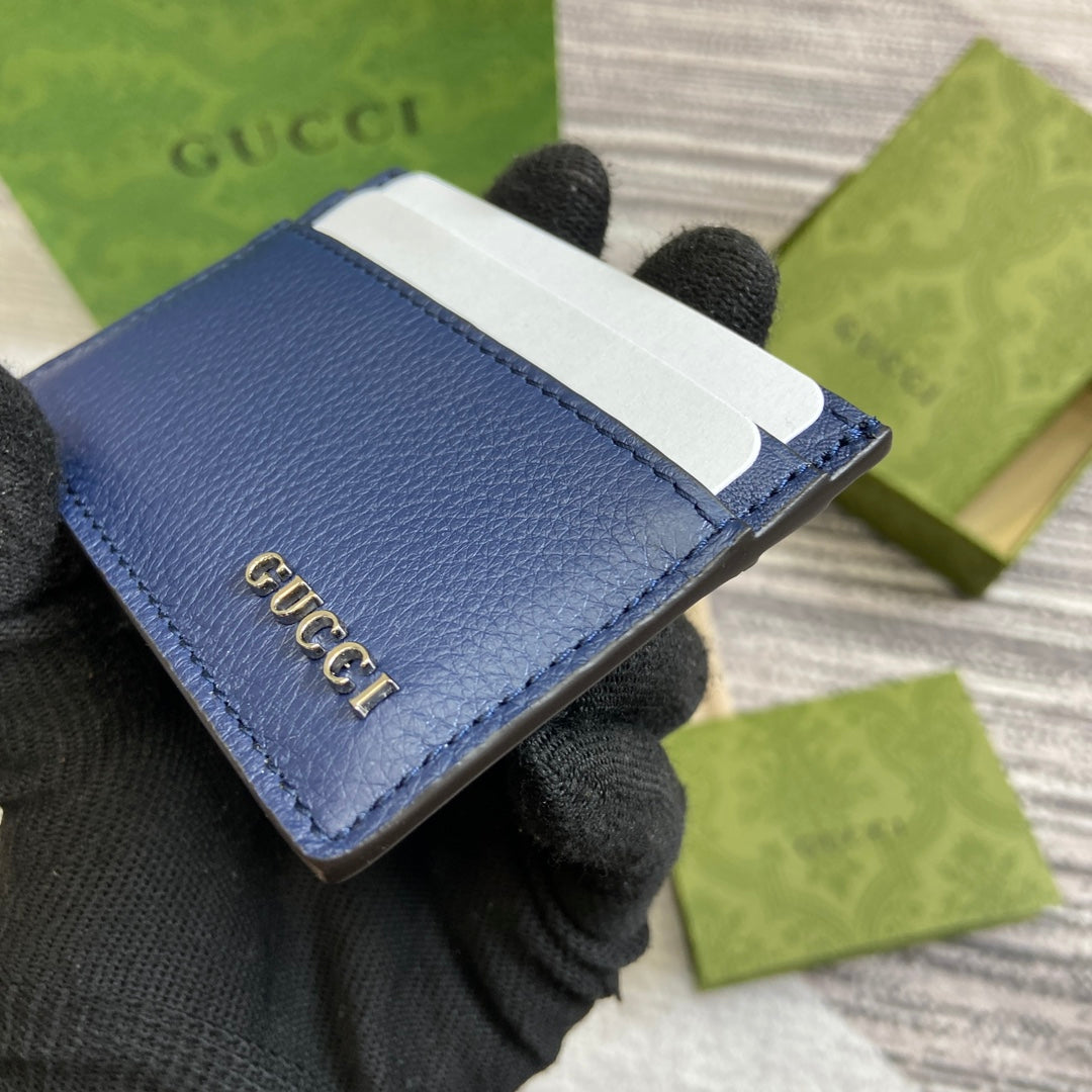 PORTE-CARTES 10 EN CUIR DE VEAU BLEU CLASSIQUE