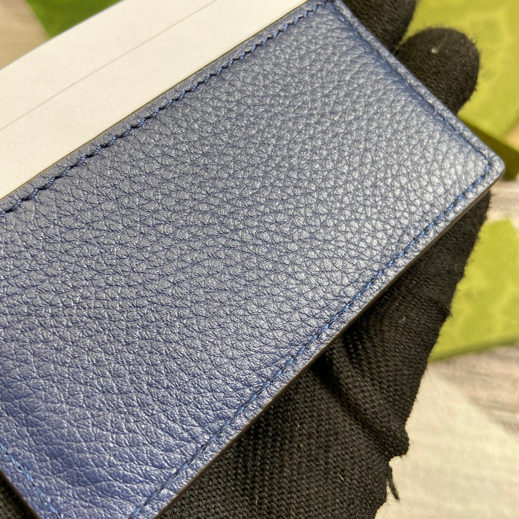 PORTE-CARTES 10 EN CUIR DE VEAU BLEU CLASSIQUE