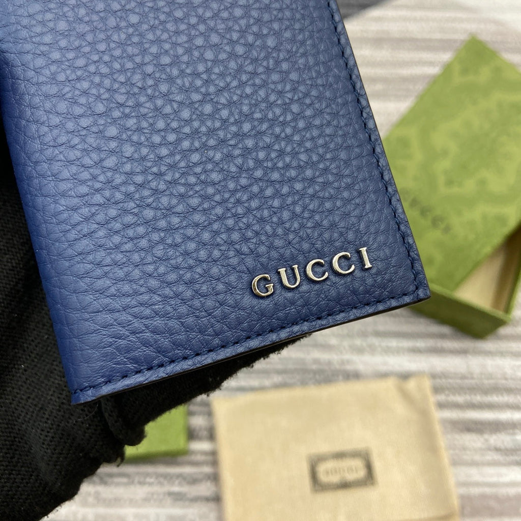 PORTE-CARTES LONG 12 EN CUIR DE VEAU BLEU CLASSIQUE