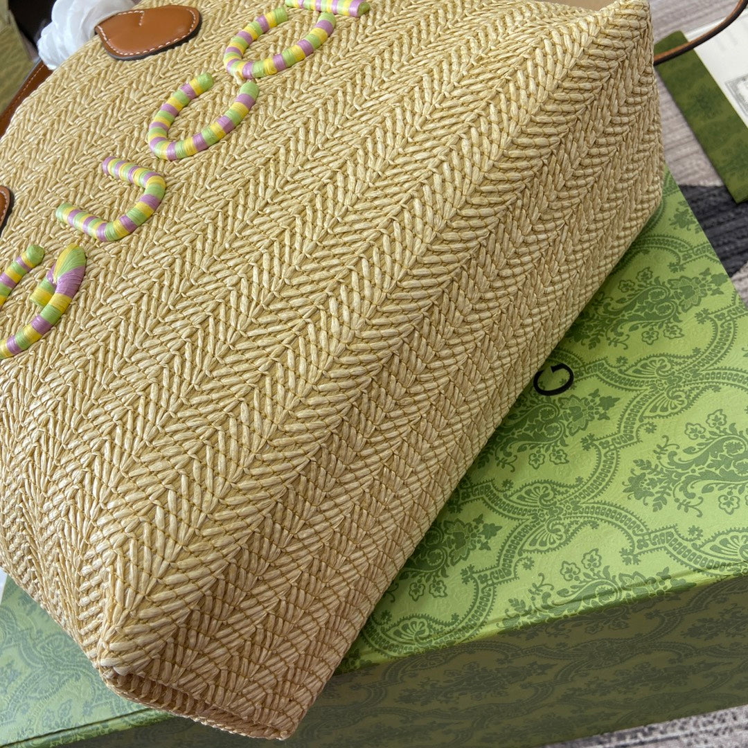 PETIT SAC CABAS 35 EFFET PAILLE MARRON MIX BEIGE