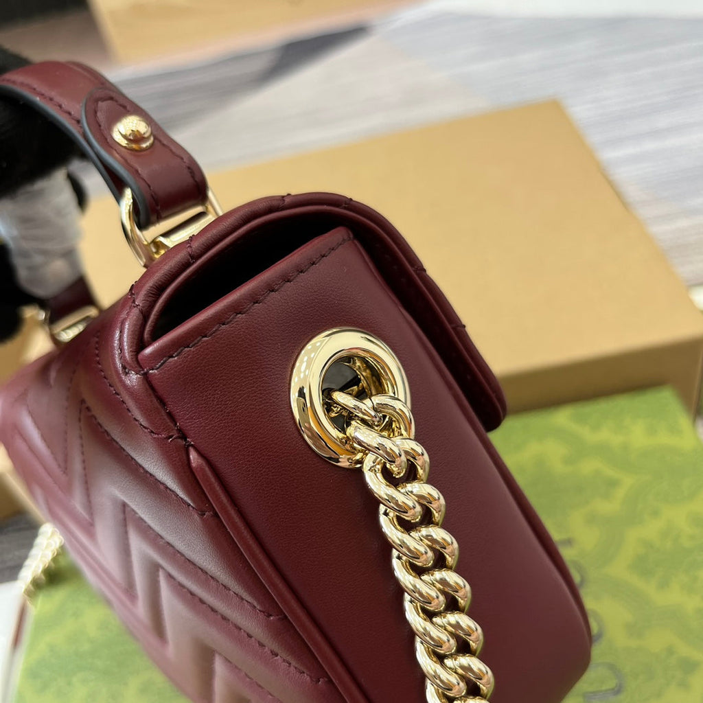 GG MARMONT 13 MINI SAC À MAIN EN CUIR DE VEAU ROUGE ROSSO ANCORA