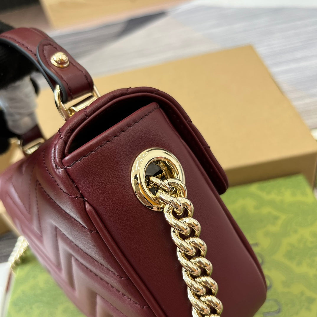 GG MARMONT 13 MINI SAC À MAIN EN CUIR DE VEAU ROUGE ROSSO ANCORA