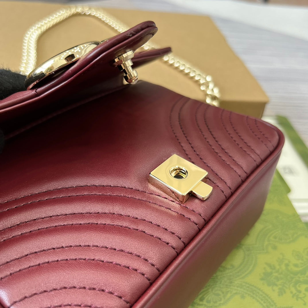 GG MARMONT 13 MINI SAC À MAIN EN CUIR DE VEAU ROUGE ROSSO ANCORA