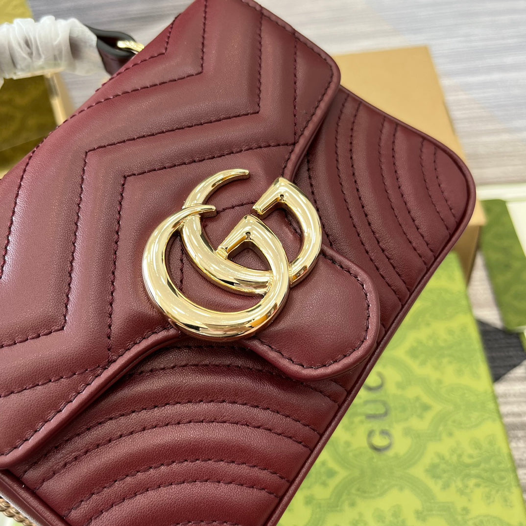 GG MARMONT 13 MINI SAC À MAIN EN CUIR DE VEAU ROUGE ROSSO ANCORA