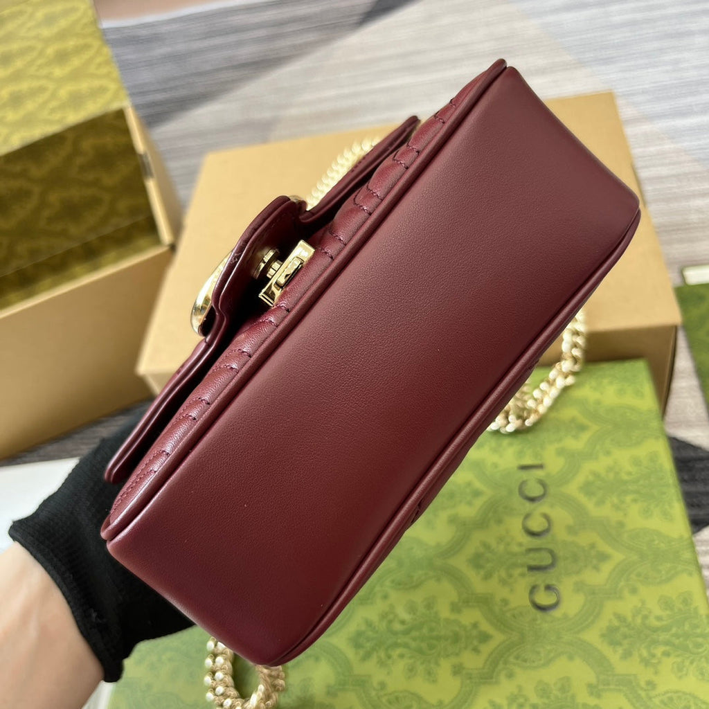 GG MARMONT 13 MINI SAC À MAIN EN CUIR DE VEAU ROUGE ROSSO ANCORA
