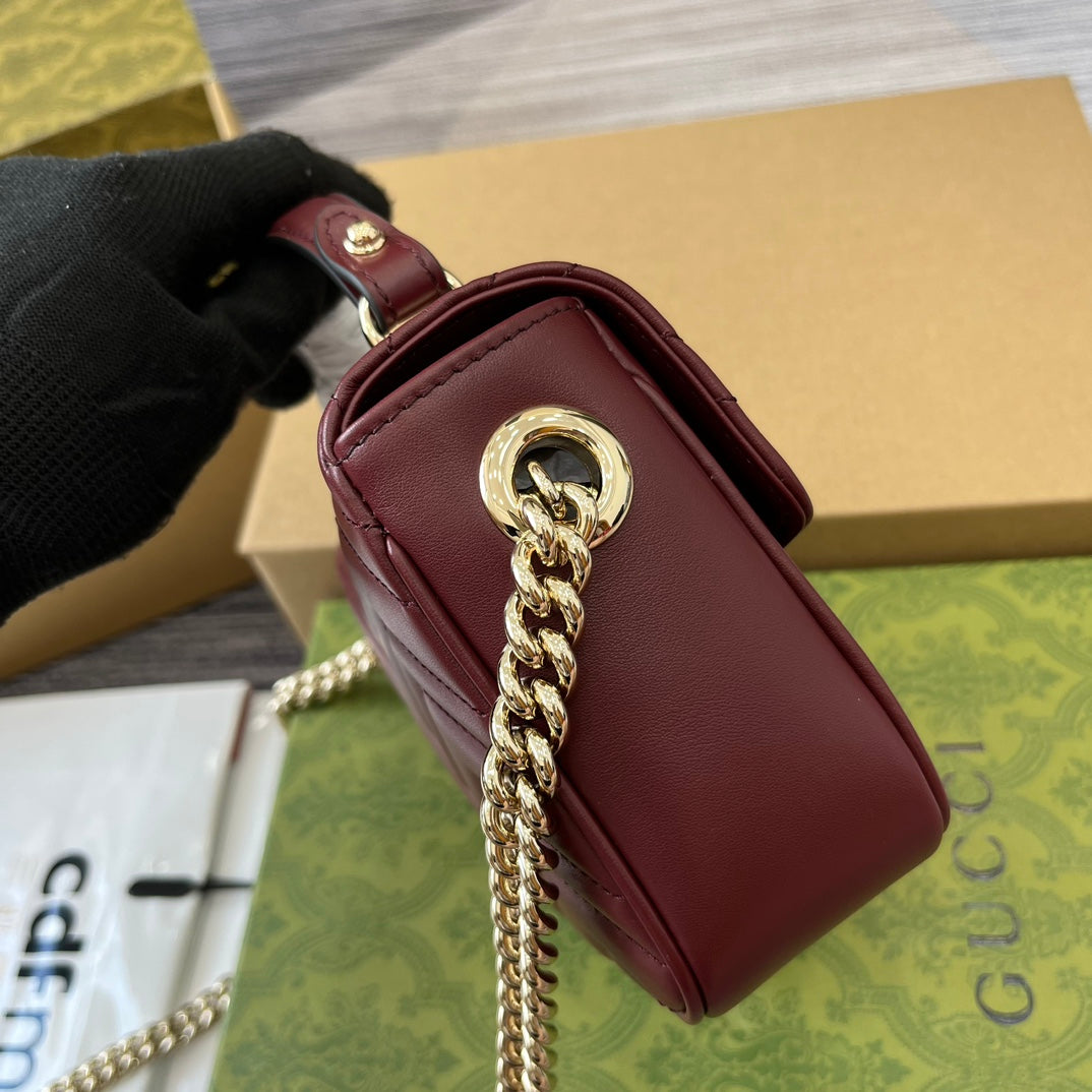 GG MARMONT 13 MINI SAC À MAIN EN CUIR DE VEAU ROUGE ROSSO ANCORA
