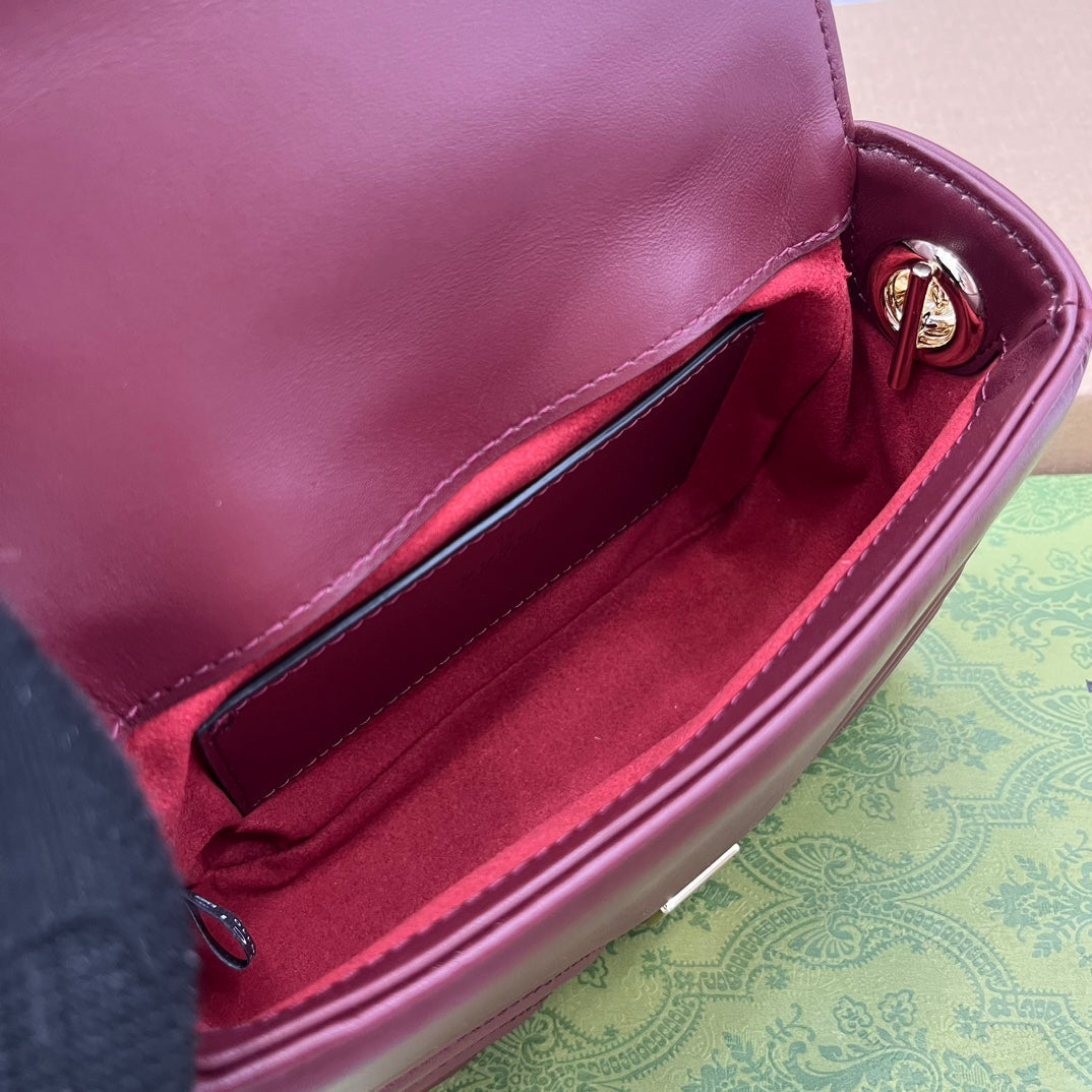 GG MARMONT 13 MINI SAC À MAIN EN CUIR DE VEAU ROUGE ROSSO ANCORA