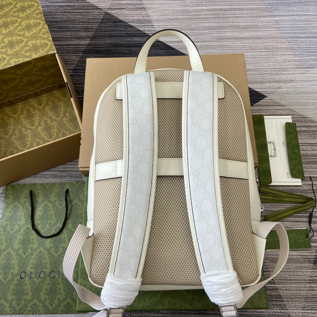 SAC À DOS MOYEN 40 GG AVEC ÉTIQUETTE EN CUIR DE VEAU BLANC ET TOILE