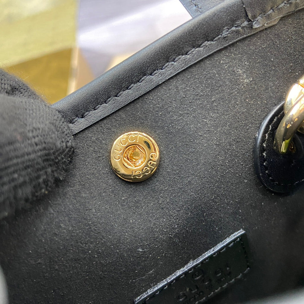 SAC GG 20 SUPER MINI AVEC BANDOULIÈRE EN CUIR DE VEAU NOIR