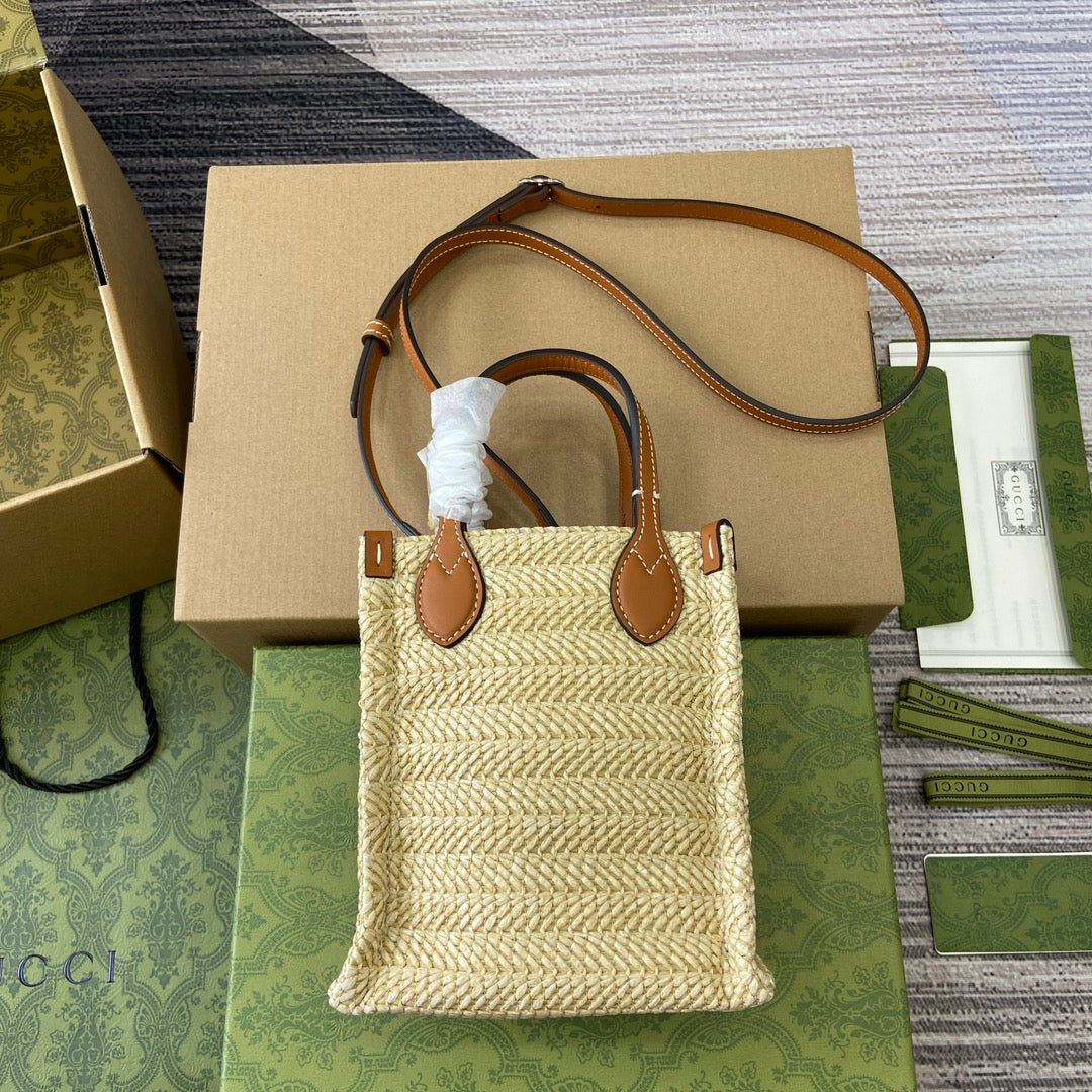 MINI SAC CABAS EN RAPHIA AVEC LOGO 18