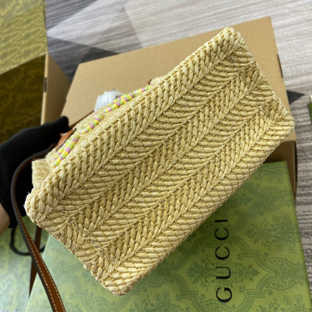 MINI SAC CABAS EN RAPHIA AVEC LOGO 18