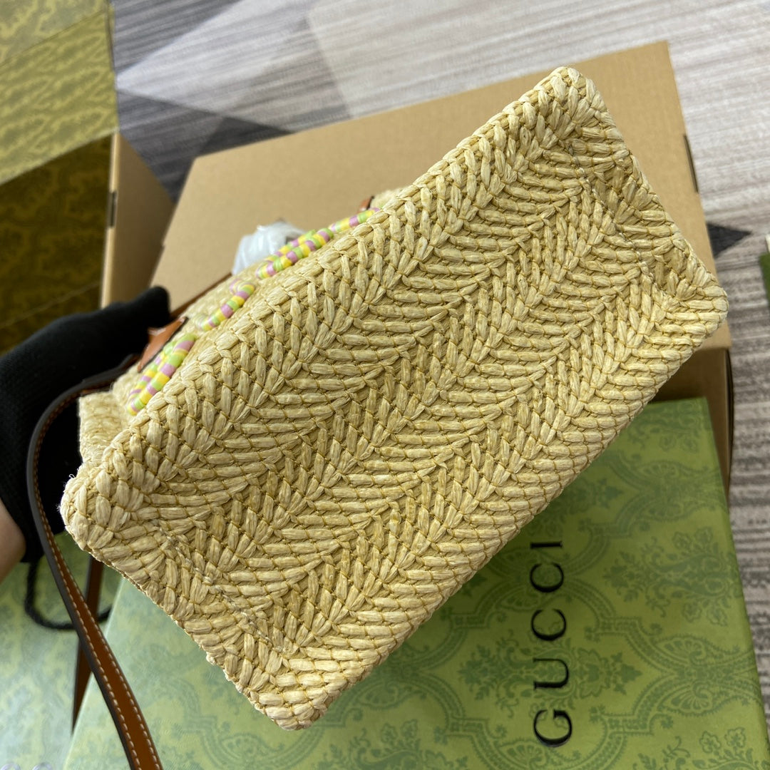 MINI SAC CABAS EN RAPHIA AVEC LOGO 18
