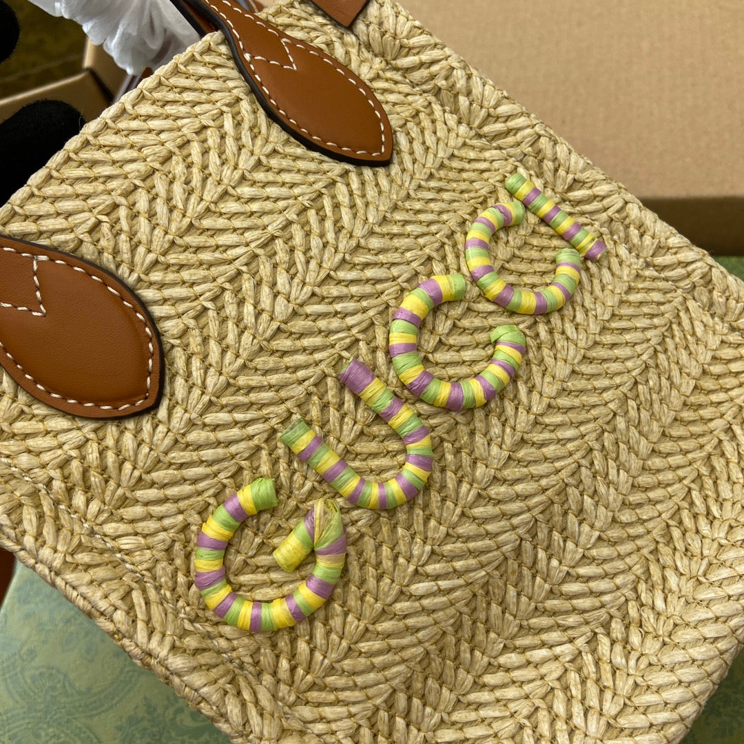 MINI SAC CABAS EN RAPHIA AVEC LOGO 18