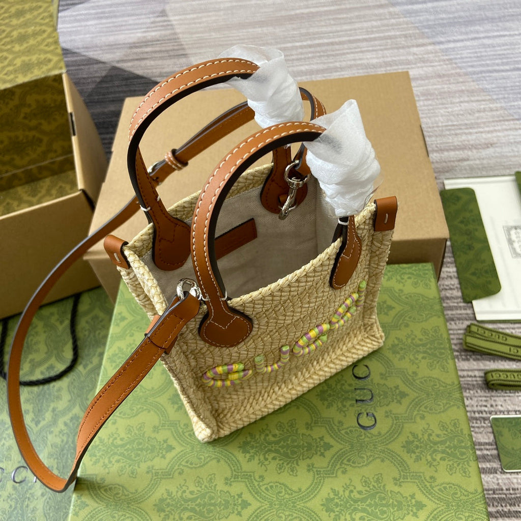 MINI SAC CABAS EN RAPHIA AVEC LOGO 18