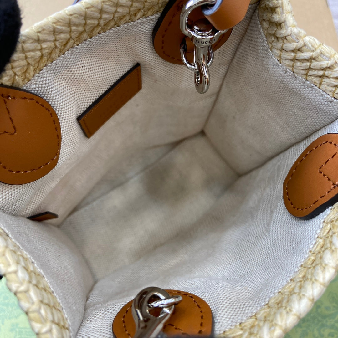MINI SAC CABAS EN RAPHIA AVEC LOGO 18