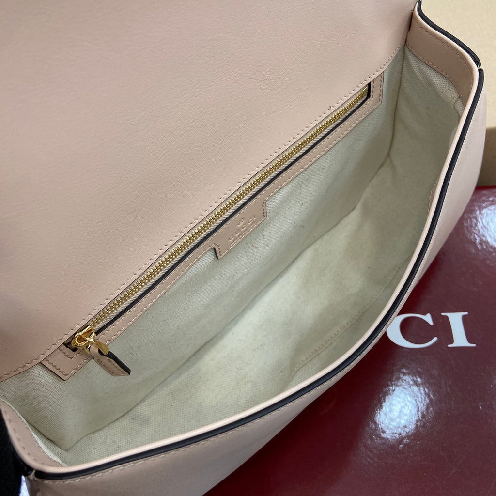 ブロンディ ミディアム ショルダーバッグ 32インチ ベージュ カーフスキン ゴールド金具
