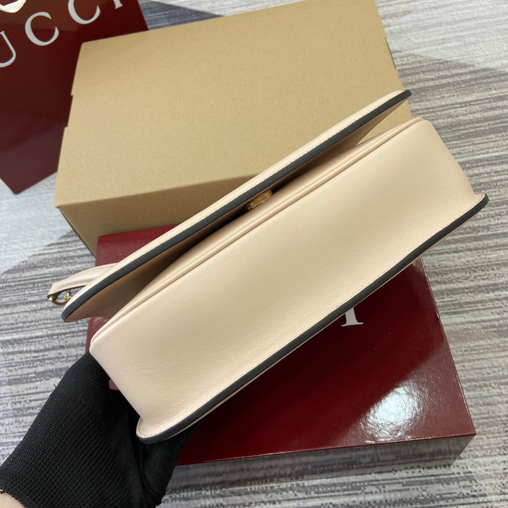 ブロンディ スモール ショルダーバッグ 26インチ ベージュ カーフスキン ゴールド金具