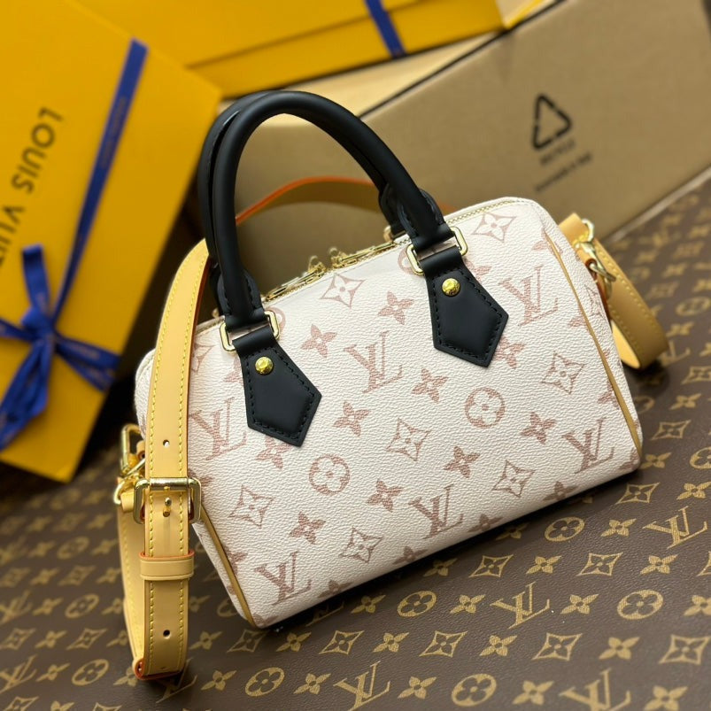SPEEDY BANDOULIERE 20 MONOGRAM DUNE COATED CANVAS