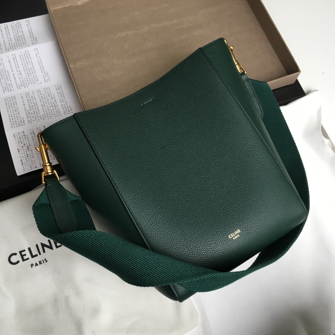 SAC SANGLE SEAU SEAU 24 CUIR DE VEAU VERT FORÊT