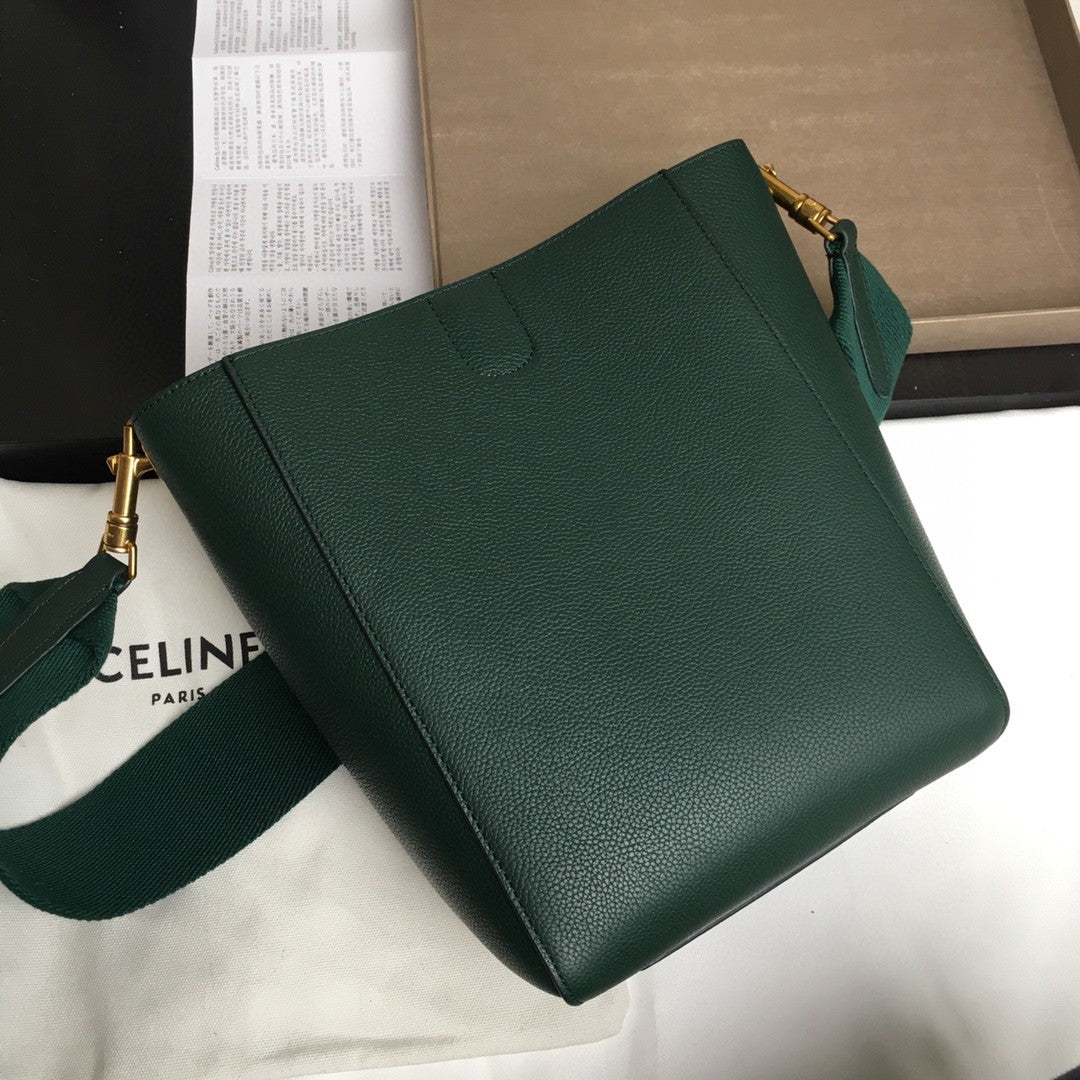 SAC SANGLE SEAU SEAU 24 CUIR DE VEAU VERT FORÊT