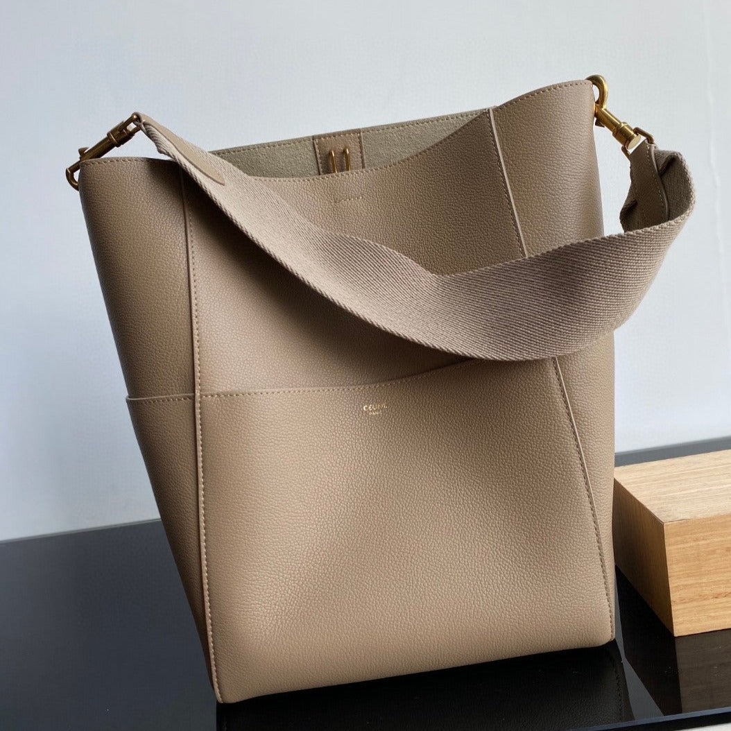 SAC SANGLE SEAU SEAU 33 CUIR DE VEAU BEIGE