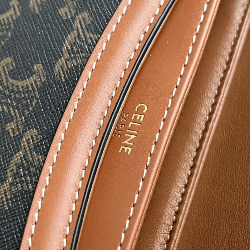 SAC À MAIN TRIOMPHE 15 EN CUIR DE VEAU MOTIF NOIR