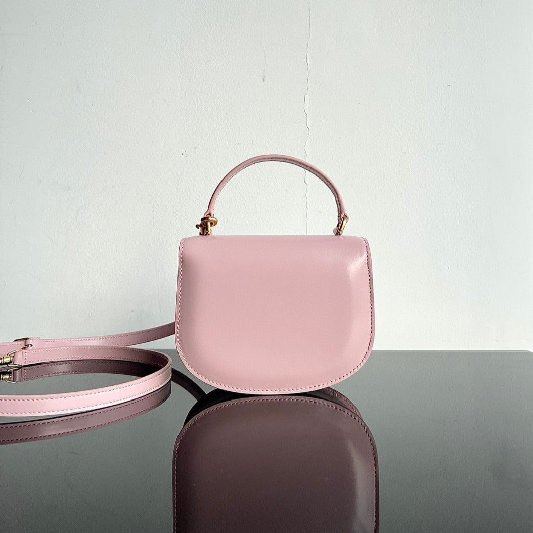 SAC À MAIN TRIOMPHE 15 EN CUIR DE VEAU ROSE PASTEL