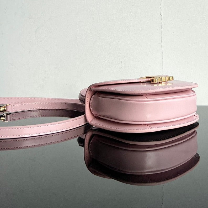 SAC À MAIN TRIOMPHE 15 EN CUIR DE VEAU ROSE PASTEL