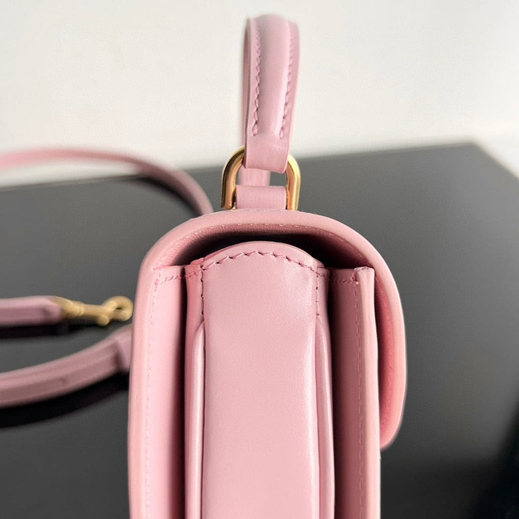 SAC À MAIN TRIOMPHE 15 EN CUIR DE VEAU ROSE PASTEL