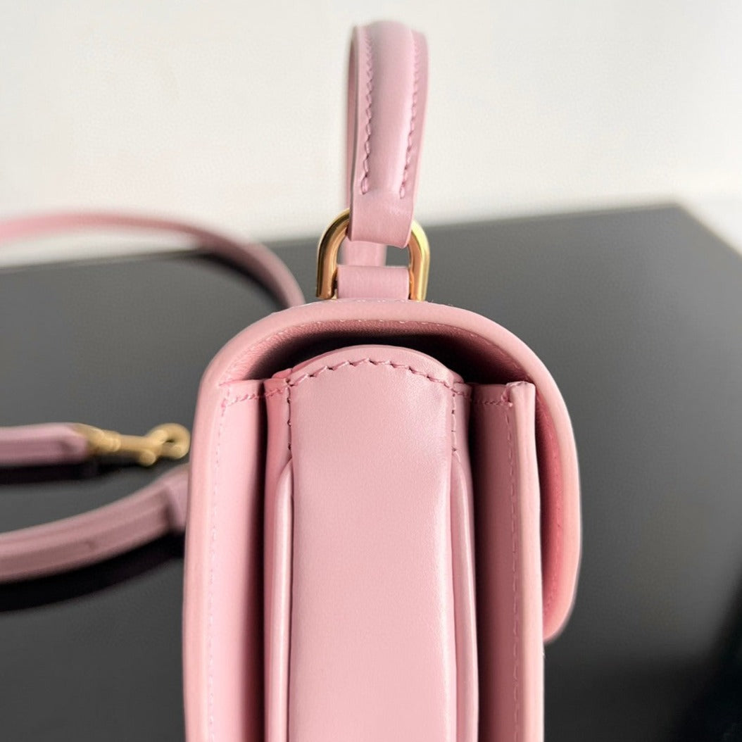 SAC À MAIN TRIOMPHE 15 EN CUIR DE VEAU ROSE PASTEL