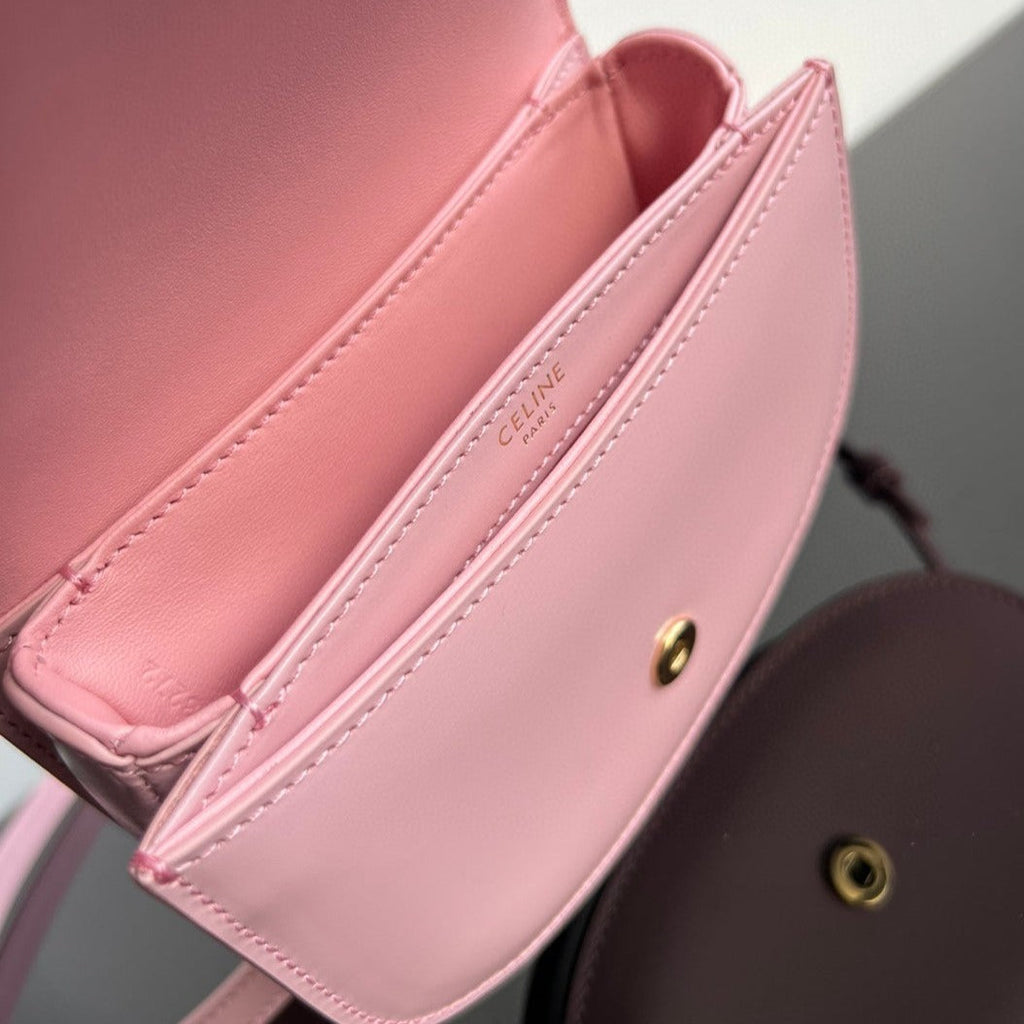 SAC À MAIN TRIOMPHE 15 EN CUIR DE VEAU ROSE PASTEL