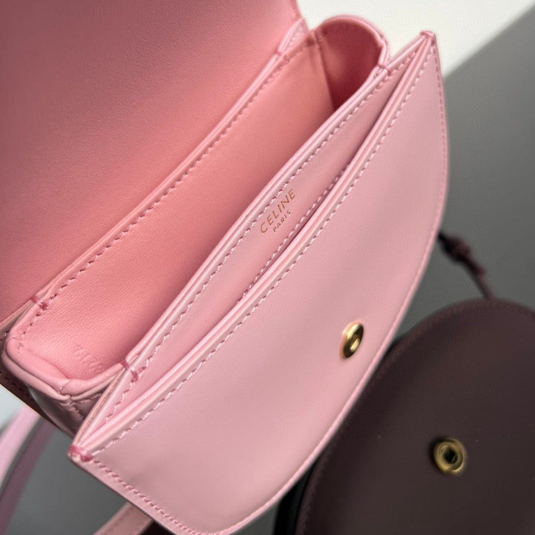 SAC À MAIN TRIOMPHE 15 EN CUIR DE VEAU ROSE PASTEL