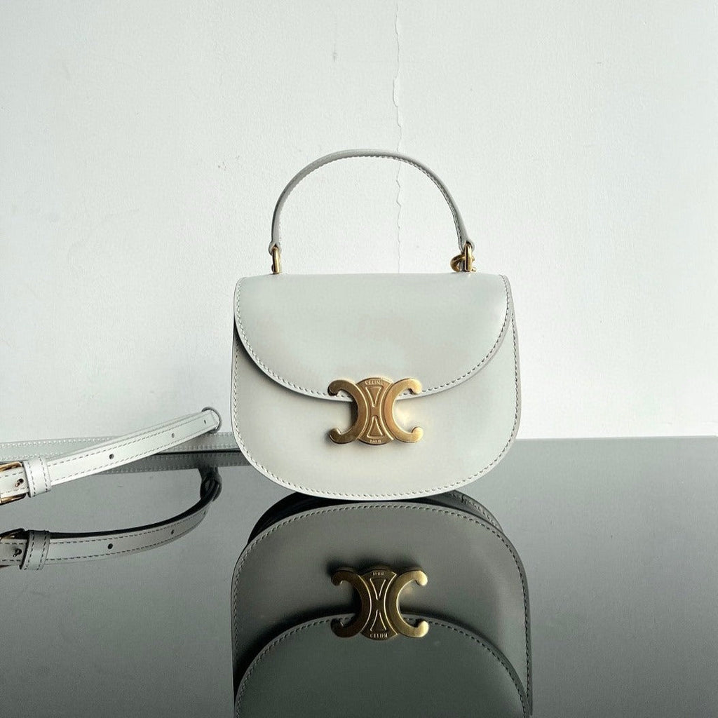 TRIOMPHE 15  WHITE CALFSKIN HANDBAG