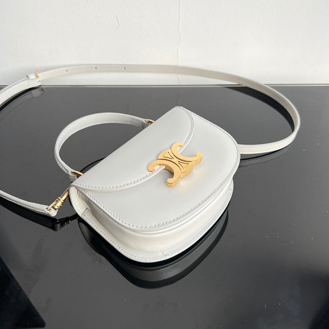 SAC À MAIN TRIOMPHE 15 EN CUIR DE VEAU BLANC