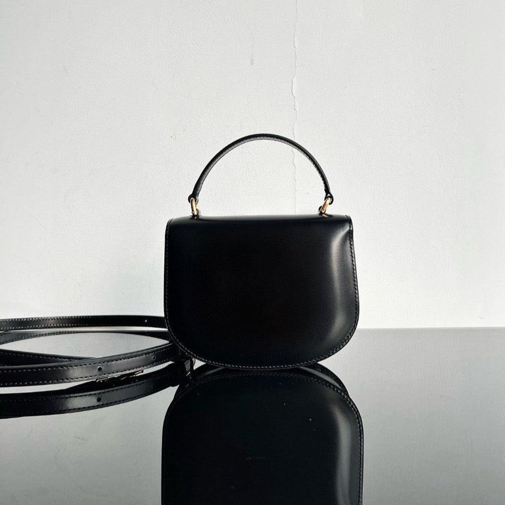 TRIOMPHE 15 BLACK CALFSKIN HANDBAG