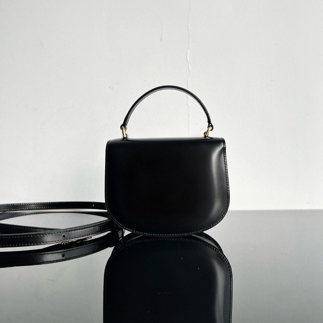 SAC À MAIN TRIOMPHE 15 EN CUIR DE VEAU NOIR