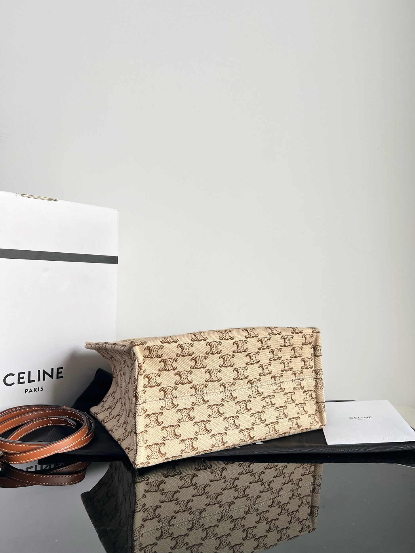 PETIT CABAS THAÏS 25,5 TOILE BEIGE CUIR DE VEAU TRIOMPHE