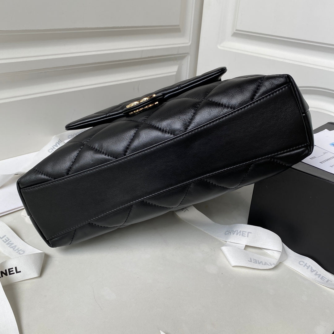 23P HOBO SHOPPING BLACK CALFSKIN GOLD HARDWARE
