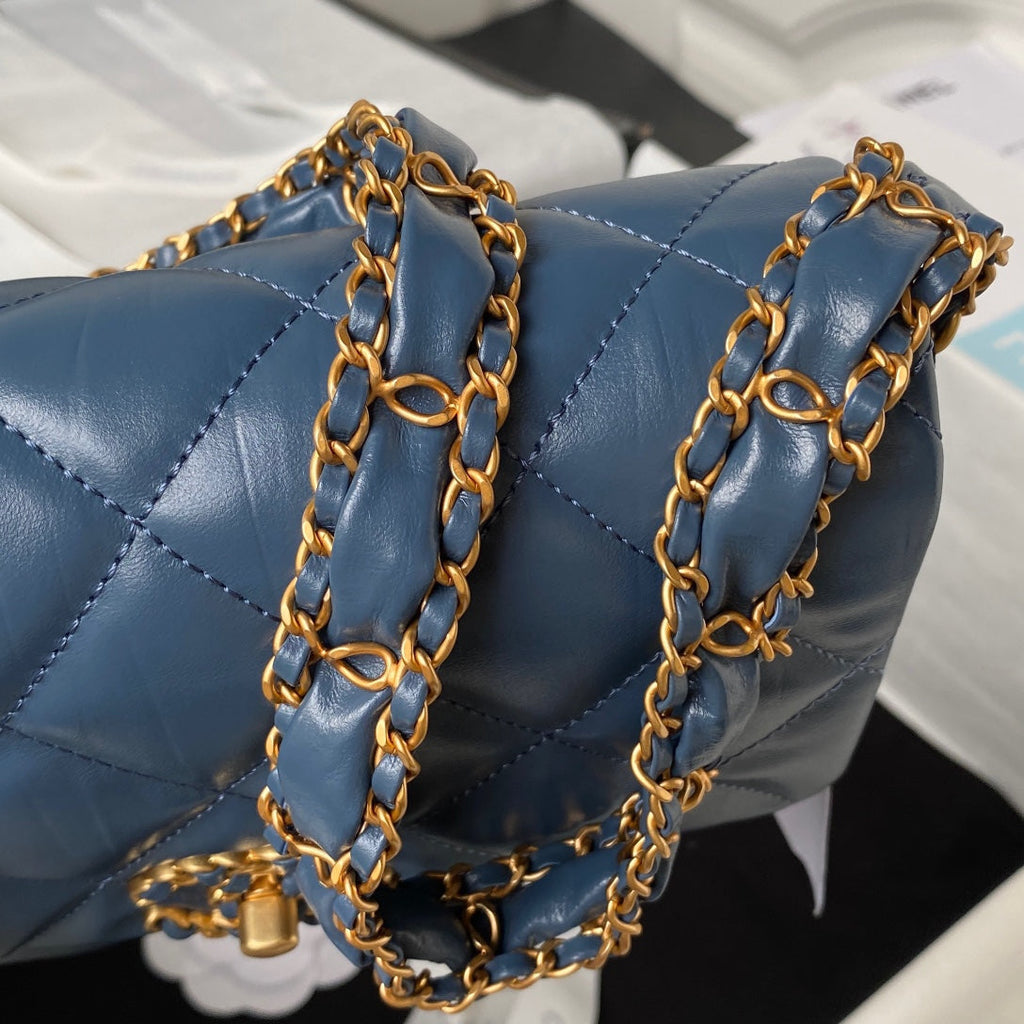 CC 23K 13,5CM ACIER BLEU CUIR DE VEAU QUINCAILLERIE OR 
