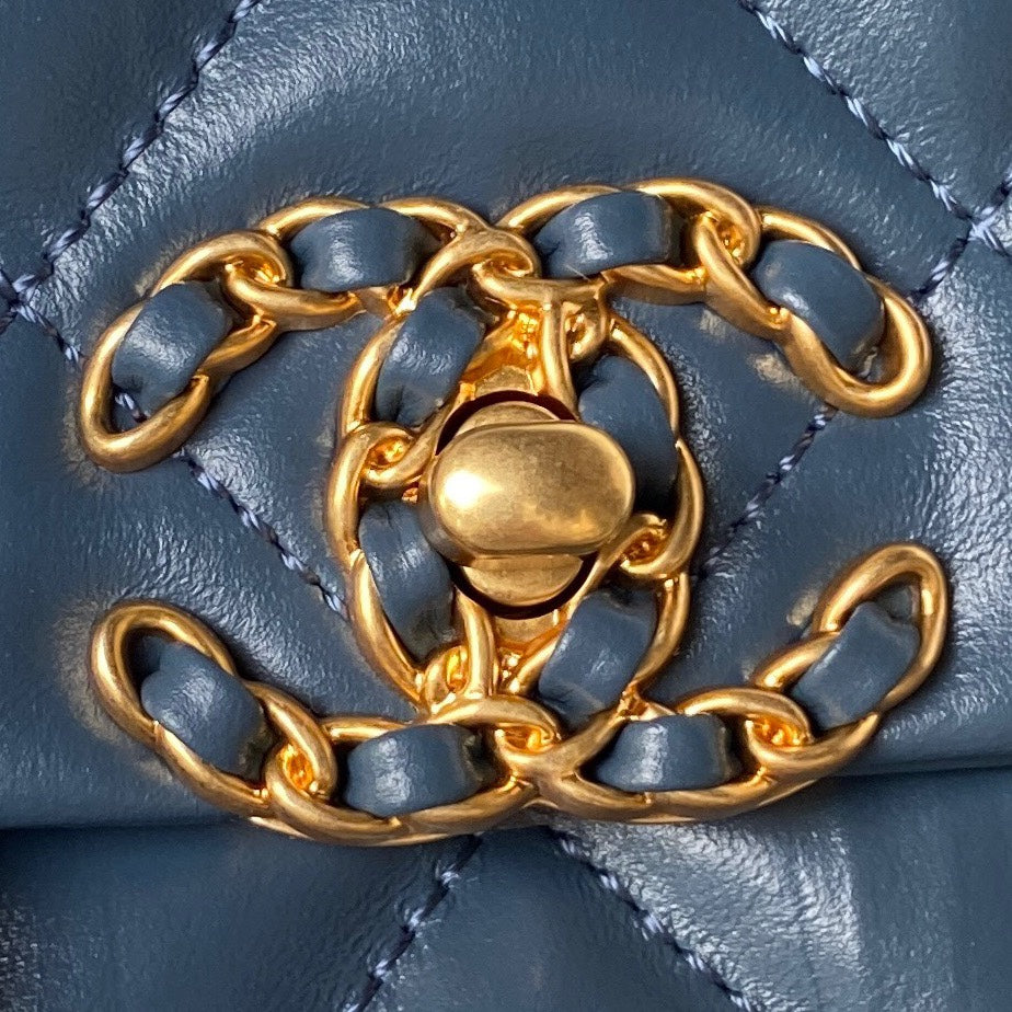 CC 23K 13,5CM ACIER BLEU CUIR DE VEAU QUINCAILLERIE OR 