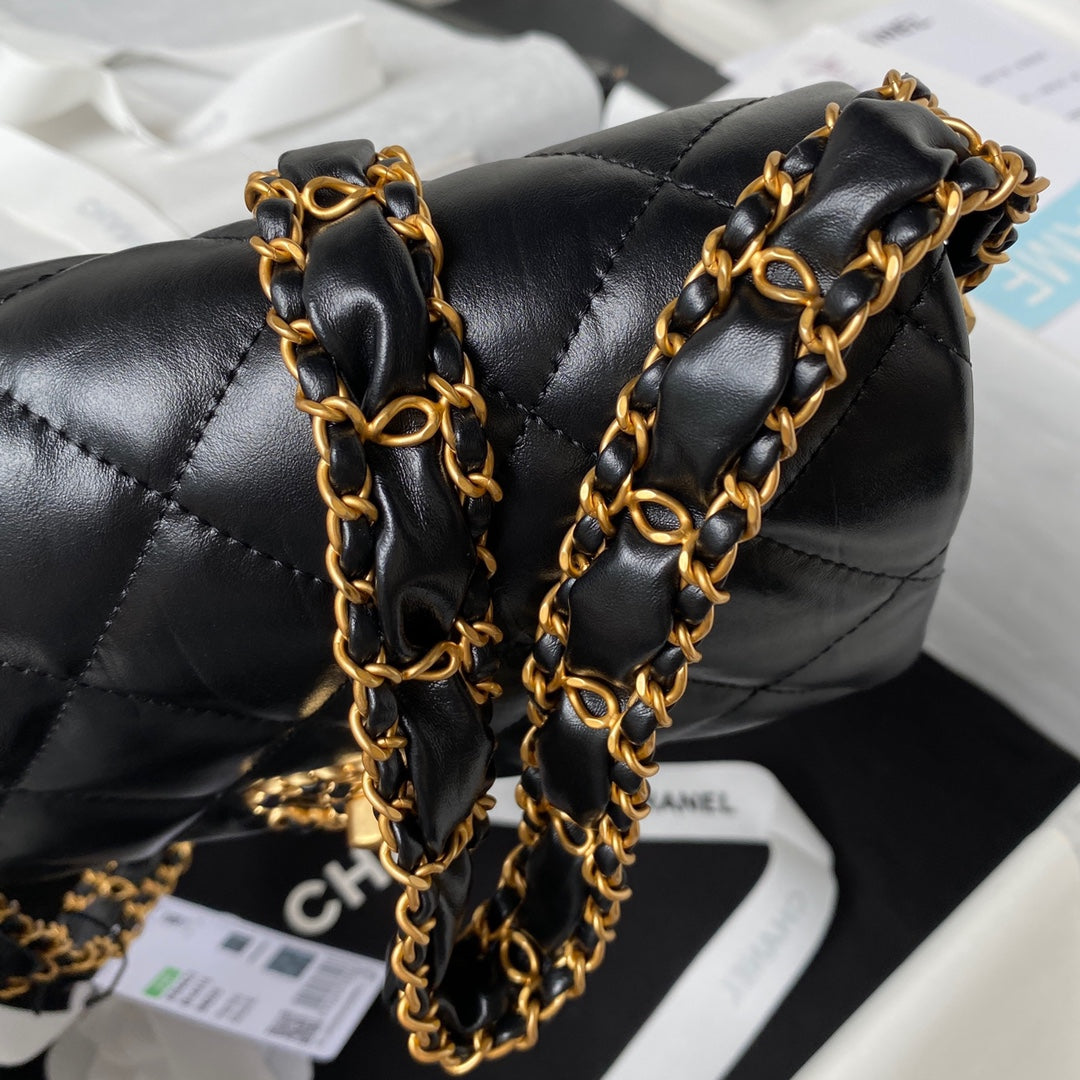 CC 23K 13,5CM BLACK CALFSKIN GOLD HARDWARE