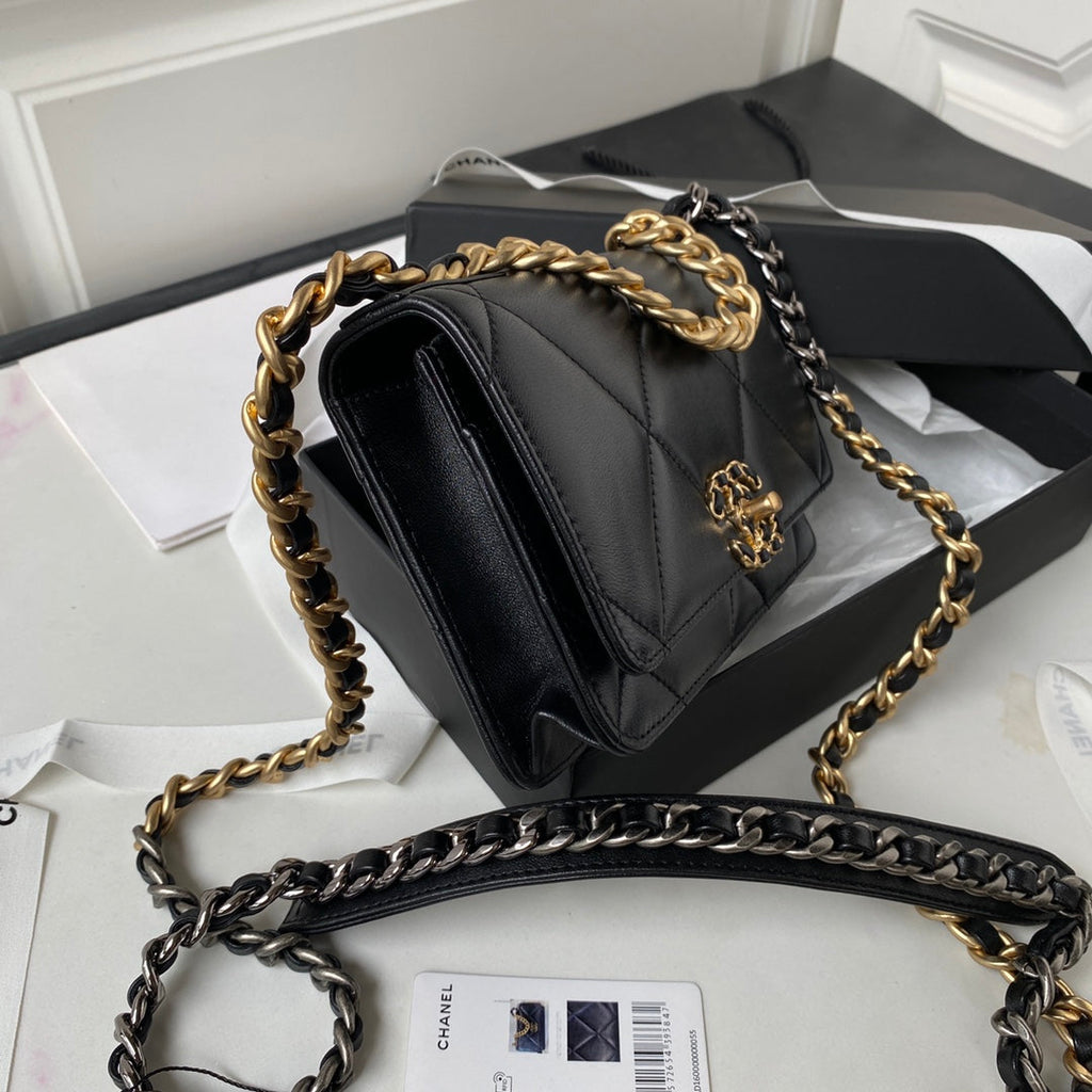 19 WOC 19CM CUIR D'AGNEAU NOIR QUINCAILLERIE OR
