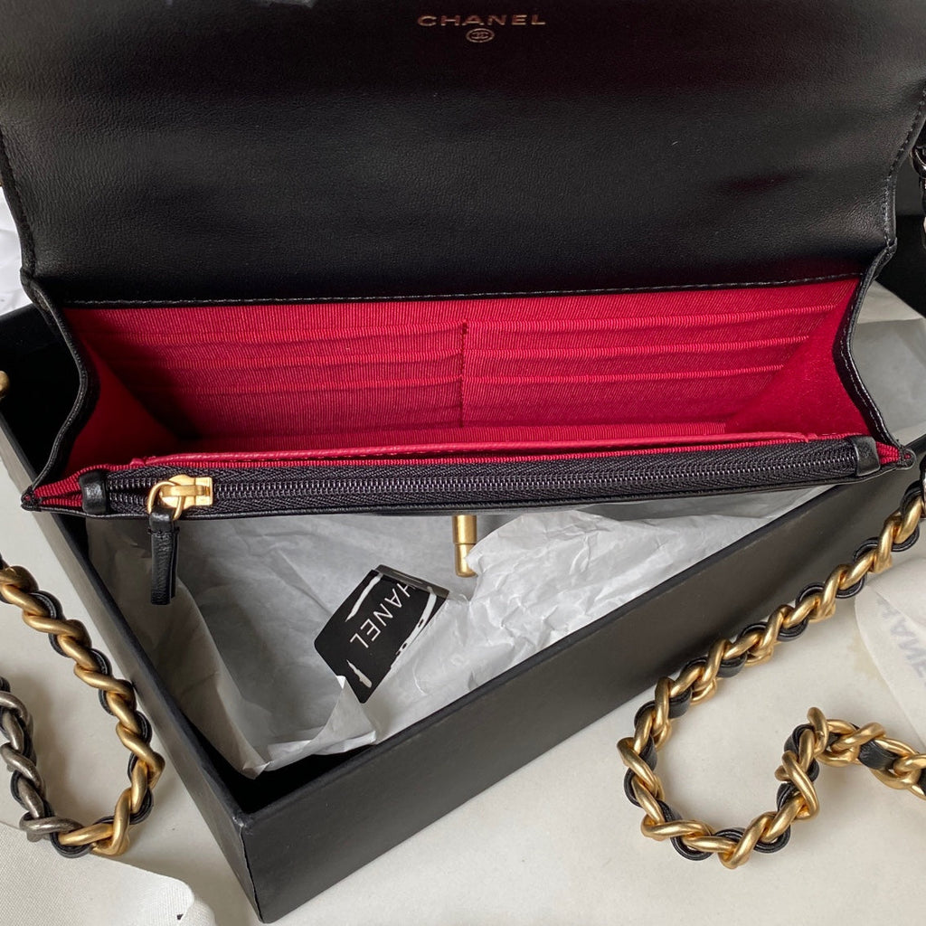 19 WOC 19CM CUIR D'AGNEAU NOIR QUINCAILLERIE OR