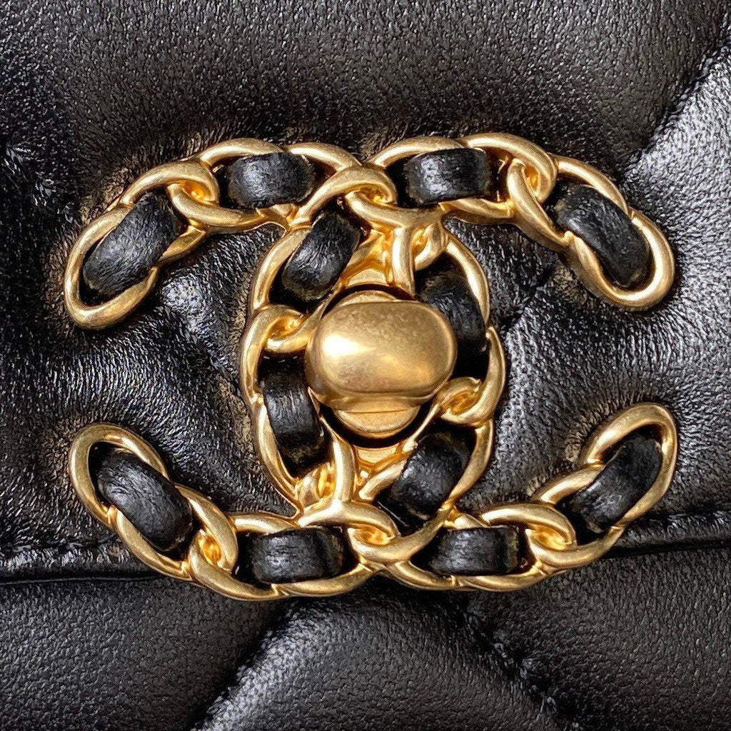 19 WOC 19CM CUIR D'AGNEAU NOIR QUINCAILLERIE OR