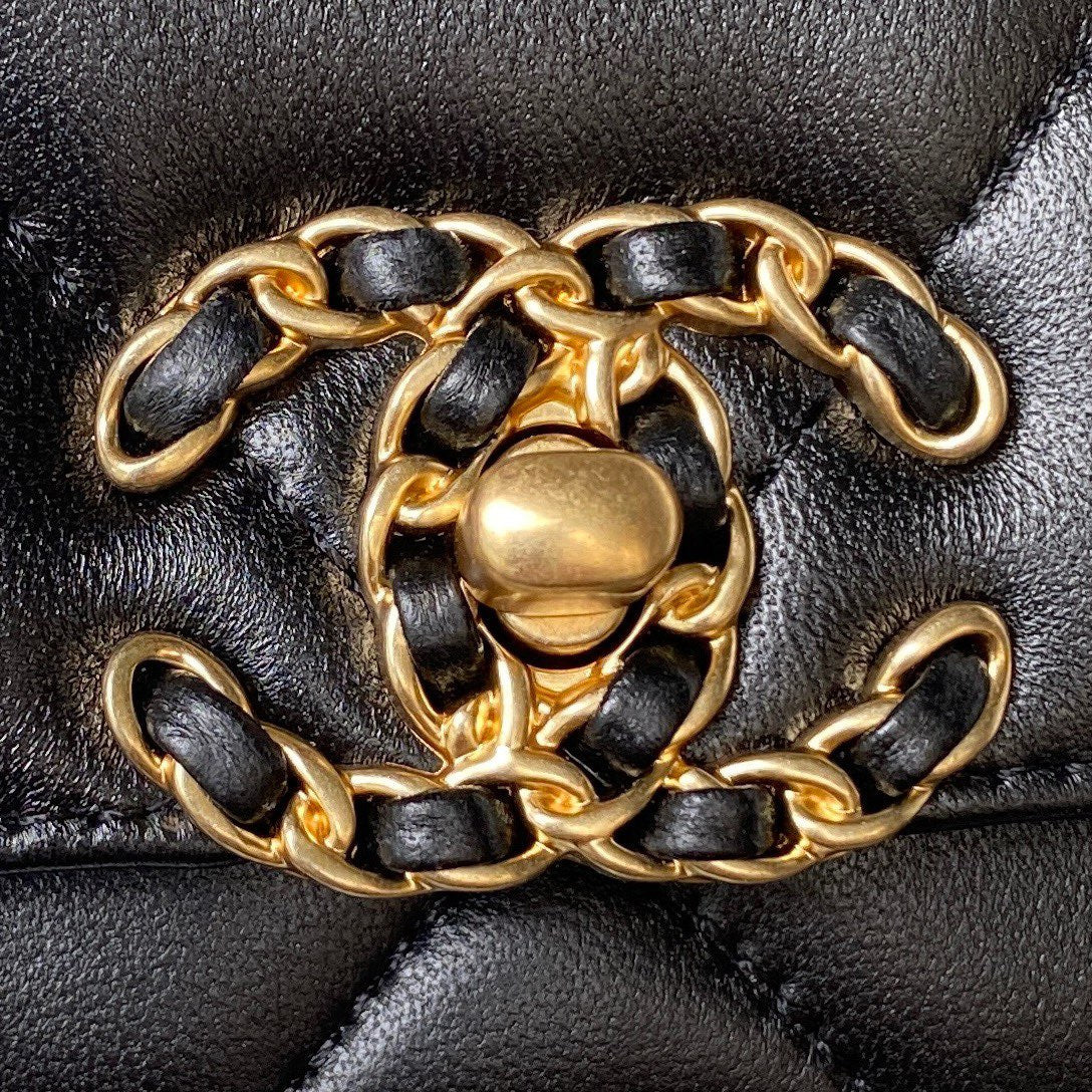 19 WOC 19CM CUIR D'AGNEAU NOIR QUINCAILLERIE OR