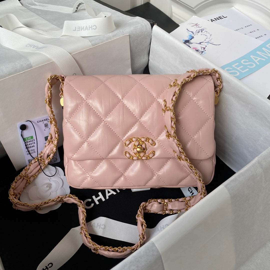 CC 23K 13,5CM ROSE PINK CALFSKIN GOLD HARDWARE