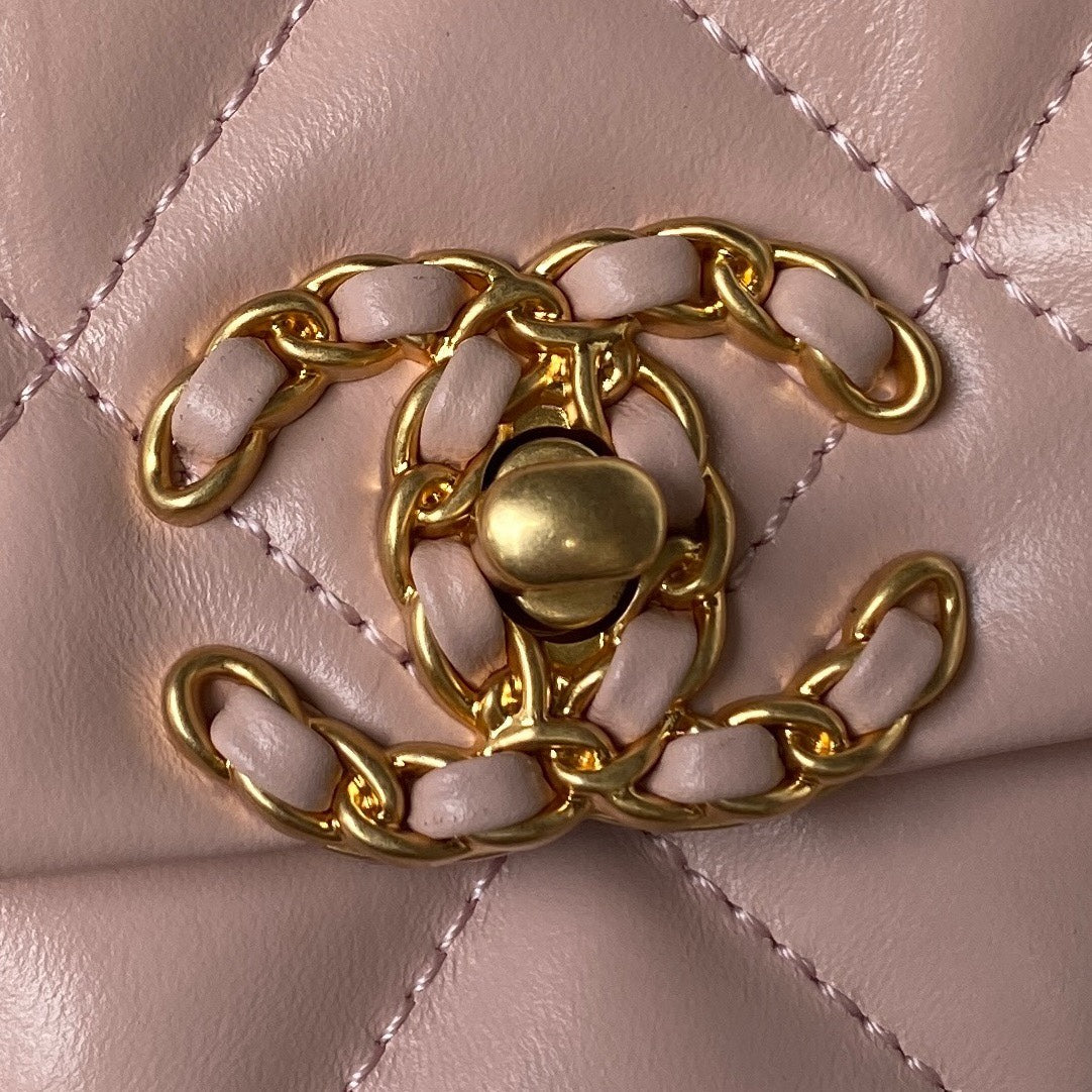 CC 23K 13,5CM ROSE PINK CALFSKIN GOLD HARDWARE