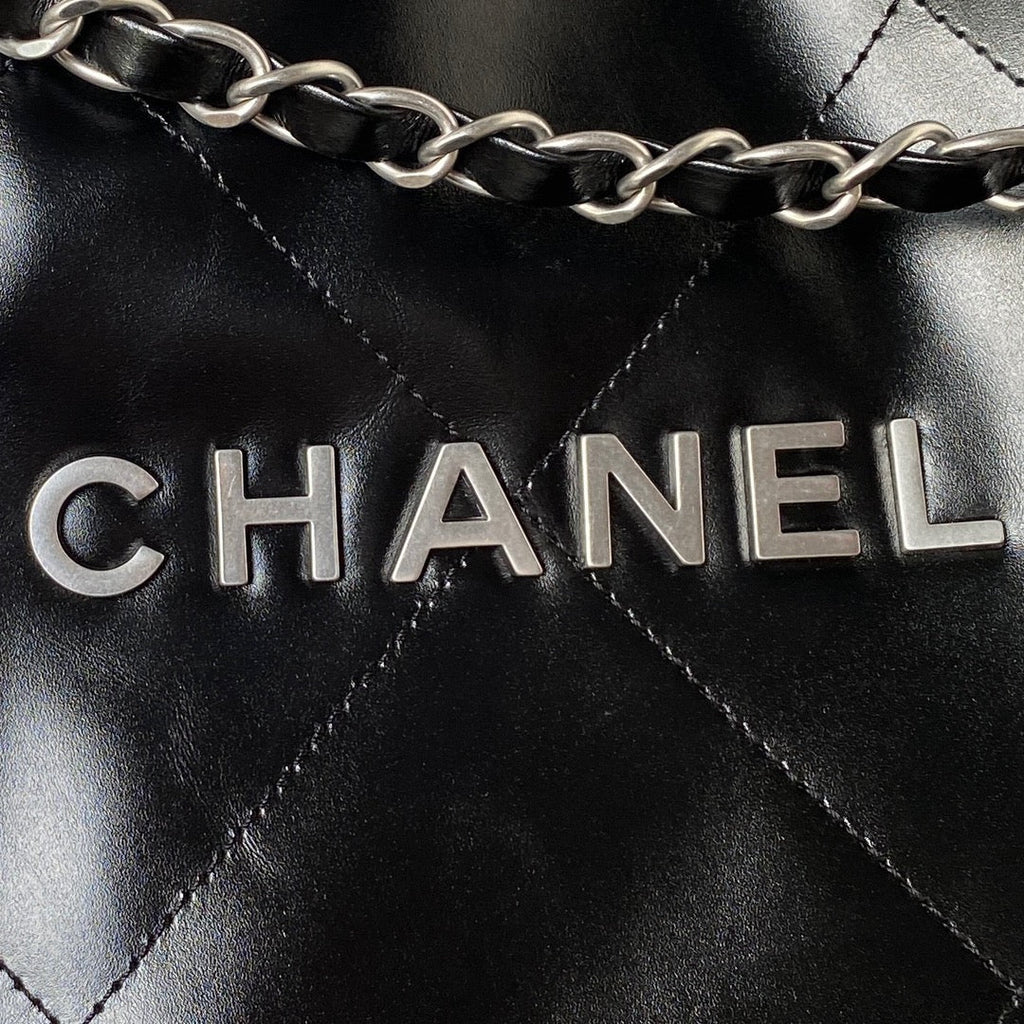 24C CC HOBO 22 BAG 45CM BLACK LAMBSKIN