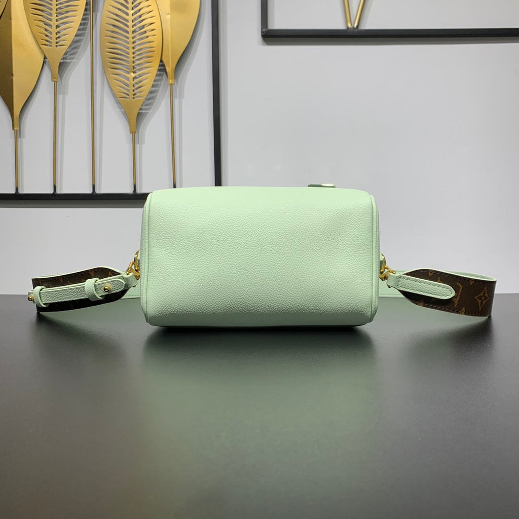 SPEEDY 18 EN CUIR DE VEAU VERT PASTEL ACIER DORÉ